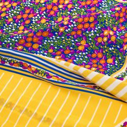 مملوكة مسبقًا Dior Multicolor Yellow Floral Print Striped Silk Scarf