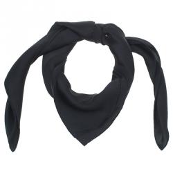 Dior Black Silk Logo Square Scarf 