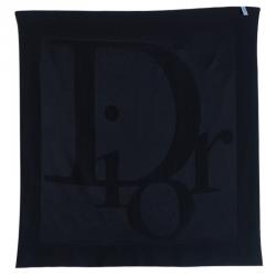 Dior Black Silk Logo Square Scarf 