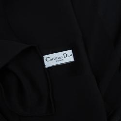 Dior Black Silk Logo Square Scarf 