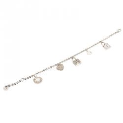 Pre Owned Dior Crystal Charm Silver Tone Bracelet