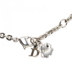 Pre Owned Dior Crystal Charm Silver Tone Bracelet