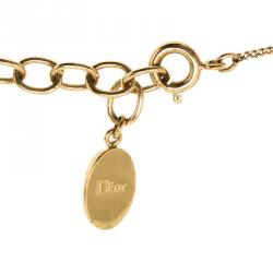 Pre Owned Dior Mise En Dior Faux Pearl Gold Tone Bracelet