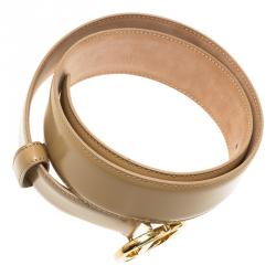 Pre Owned حزام ديور بإبزيم شعار CD جلد بيج 80 سم