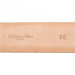 Pre Owned حزام ديور بإبزيم شعار CD جلد بيج 80 سم