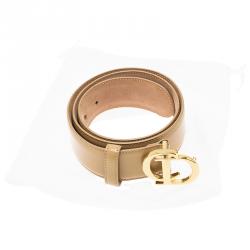 Pre Owned حزام ديور بإبزيم شعار CD جلد بيج 80 سم