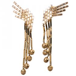 Pre Owned Dior Gold Tone Wings Crystal Earrings