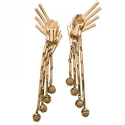 Pre Owned Dior Gold Tone Wings Crystal Earrings