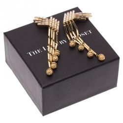 Pre Owned Dior Gold Tone Wings Crystal Earrings