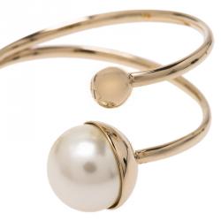 Pre Owned Dior Ultra Dior Faux Pearl Gold Tone Bracelet