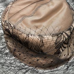 Dior Black Lace and Beige Silk Vintage Hat