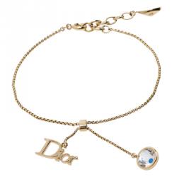 مملوكة مسبقًا Dior by Dior Gold Tone and Crystal Charm Bracelet