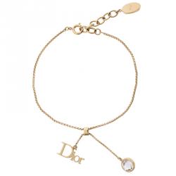 مملوكة مسبقًا Dior by Dior Gold Tone and Crystal Charm Bracelet