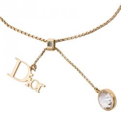 مملوكة مسبقًا Dior by Dior Gold Tone and Crystal Charm Bracelet