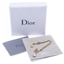 مملوكة مسبقًا Dior by Dior Gold Tone and Crystal Charm Bracelet