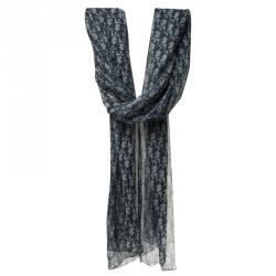Dior Blue Silk Textured Monogram Stole