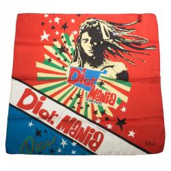 Pre Owned Dior Red Bob Marley Printed Square Scarf