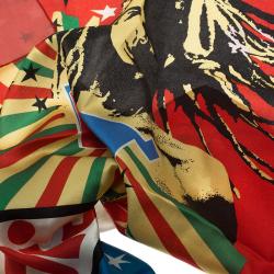 Pre Owned Dior Red Bob Marley Printed Square Scarf