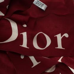 Dior Red Addict Printed Silk Square Scarf