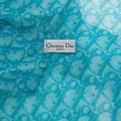 Pre Owned Dior Blue and White Diorissimo Print Cotton Square Scarf 