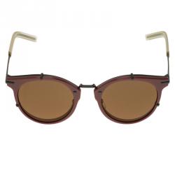 Pre Owned Dior Homme Burgundy 0196/S Round Sunglasses