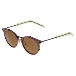 Pre Owned Dior Homme Burgundy 0196/S Round Sunglasses