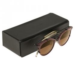 Pre Owned Dior Homme Burgundy 0196/S Round Sunglasses