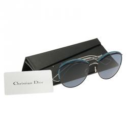 Pre Owned Dior Dioround 003KU Blue Black Round Aviators
