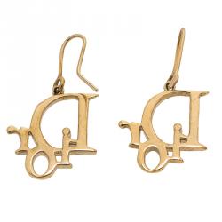 مملوكة مسبقًا Dior Oblique Crystal Gold Tone Earrings