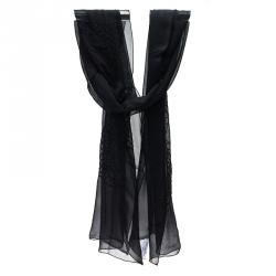 Pre Owned Dior Black Silk Beaded Logo Stole