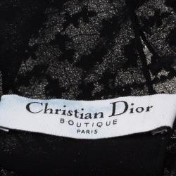 Pre Owned Dior Black Silk Beaded Logo Stole