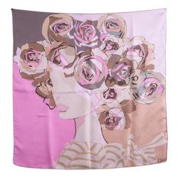 مملوكة مسبقًا وشاح ديور حرير مضلع طباعة زهور وردي