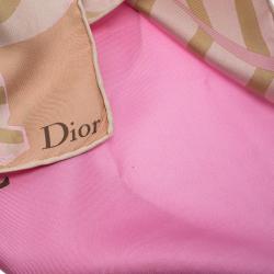 مملوكة مسبقًا وشاح ديور حرير مضلع طباعة زهور وردي