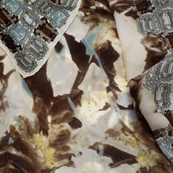 Pre Owned Dior Monochrome Flower and Jewels Printed Square Silk Scarf