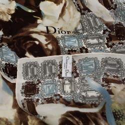 Dior Monochrome Flower and Jewels Printed Square Silk Scarf