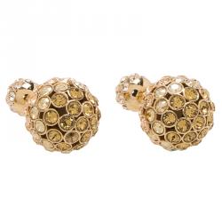 Pre Owned Dior Tribales Multi-Color Crystals Gold Tone Stud Earrings