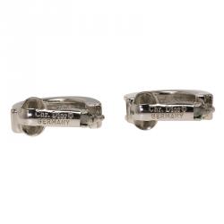 Pre Owned Dior Brushed Silver Tone Half Hoop Clip-on Earrings