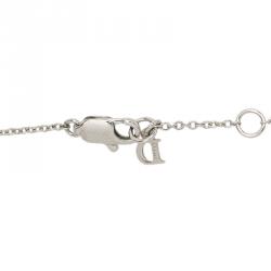 Pre Owned قلادة ديور كريستال وردي فضية اللون بالشعار