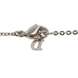 Pre Owned Dior Silver Metal Oblique Logo charm Bracelet