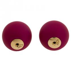 Pre Owned Dior Tribales Mise en Dior Matte Dark Pink Gold Tone Stud Earrings