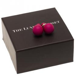 Pre Owned Dior Tribales Mise en Dior Matte Dark Pink Gold Tone Stud Earrings