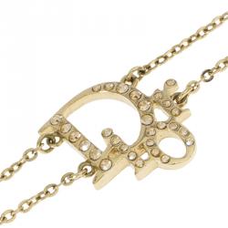 Pre Owned سوار ديور أوبليك كريستال بالشعار ذهبي اللون