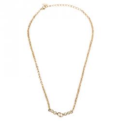 Pre Owned Dior Gold Tone CD Rhinestone Necklace