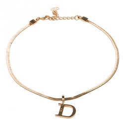 Pre Owned قلادة ديور دلاية 'D'  ذهبية اللون