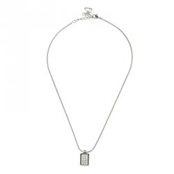 Pre Owned قلادة ديور لوحة كريستال بالشعار فضية اللون