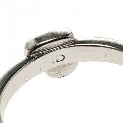 Pre Owned خواتم ديور 3 أشكال لون فضي قلوب ايناميل كريستال مقاس 52