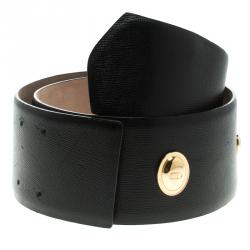 Pre Owned حزام للخصر ديو مرصع بالشعار جلد اسود 80 سم