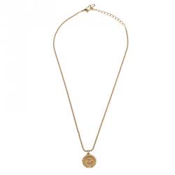 Dior Gold-tone Logo Pendant Necklace