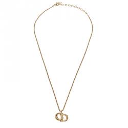 Pre Owned قلادة ديور ذهبية اللون دلاية الشعار