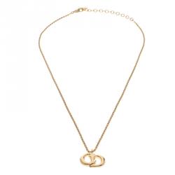 Pre Owned قلادة ديور ذهبية اللون دلاية الشعار